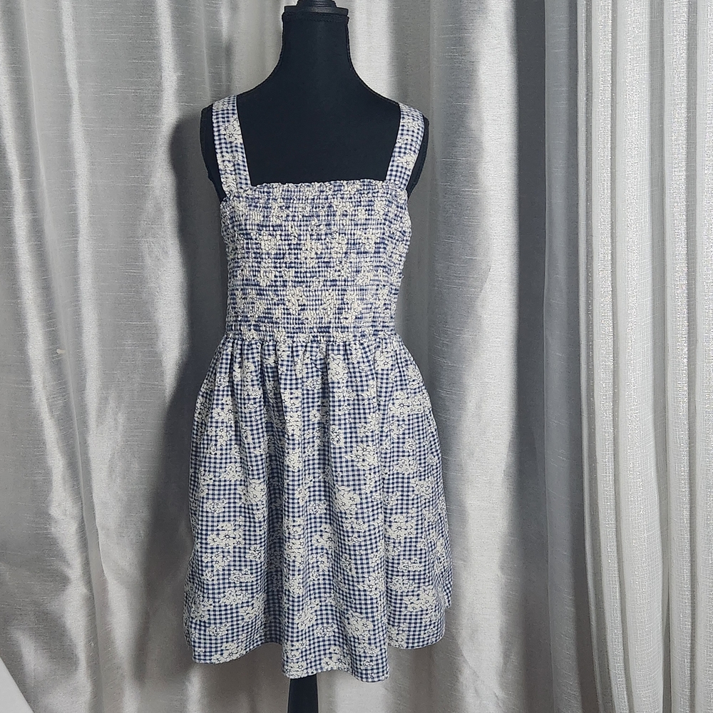 American Eagle  Navy and White Checkered Mini Dress
